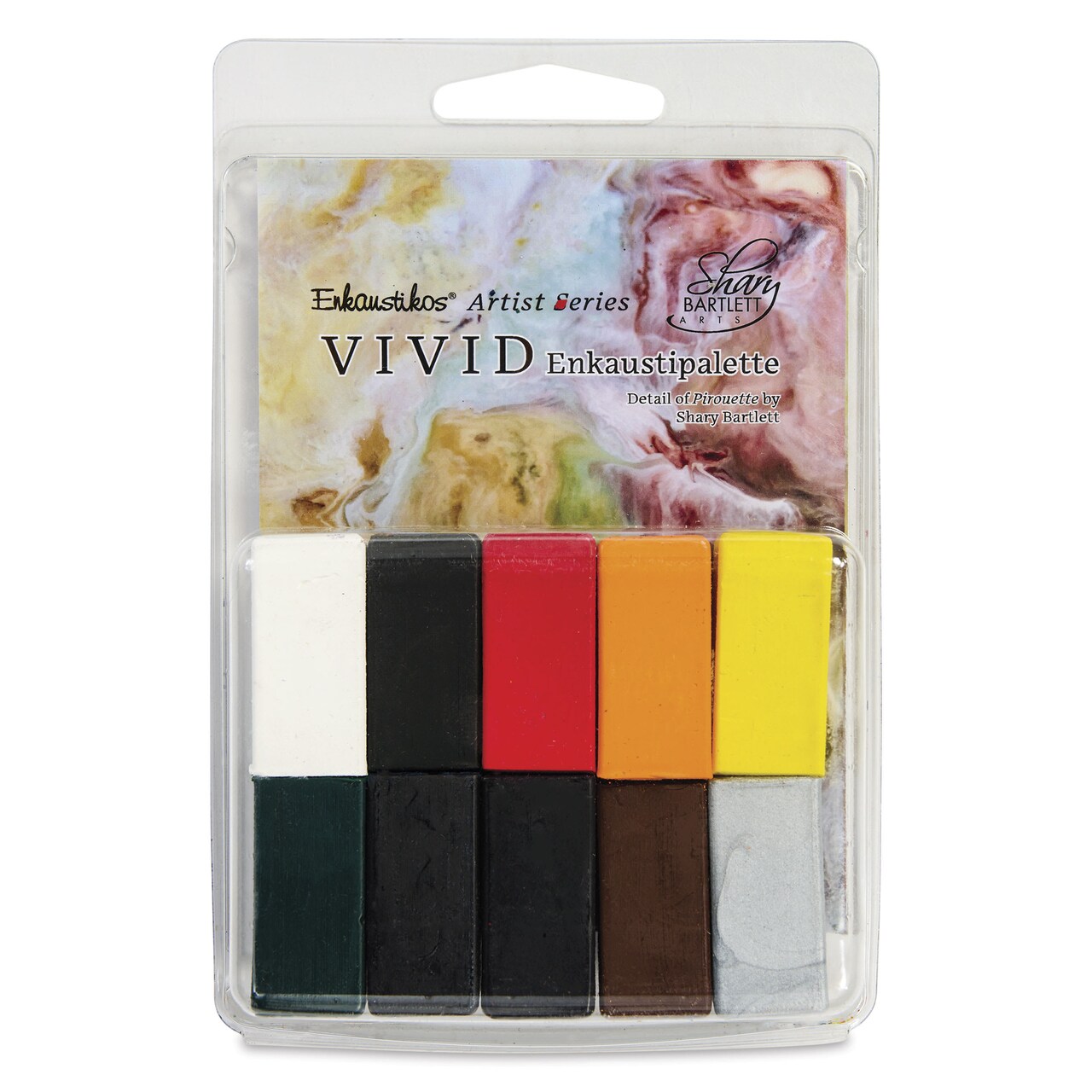 Enkaustikos Hot Sticks Encaustic Paints - Set of 10, Shary Bartlett Vivid, 6.50 ml stick